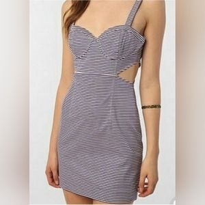 Kimchi Blue Striped Mini Dress Size 8 Cutout Sides  Button Back Urban Outfitters